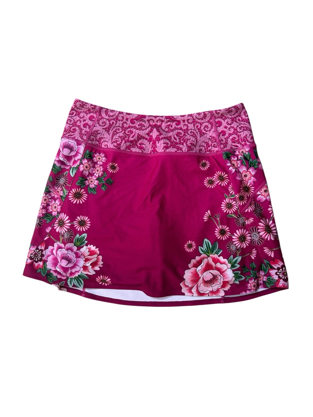 Johnny Was Bee Active Floral Tennis Golf Pickleball Skort Fuchsia Pink, Small - Picture 4 of 10
